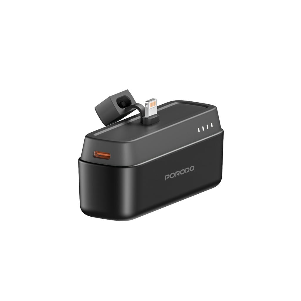 Porodo 5000mAh Power Bank with Lightning Connector - Black